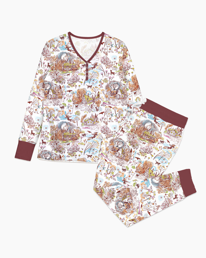 Whimsical Halloween Village Bamboo Women Pajama Set