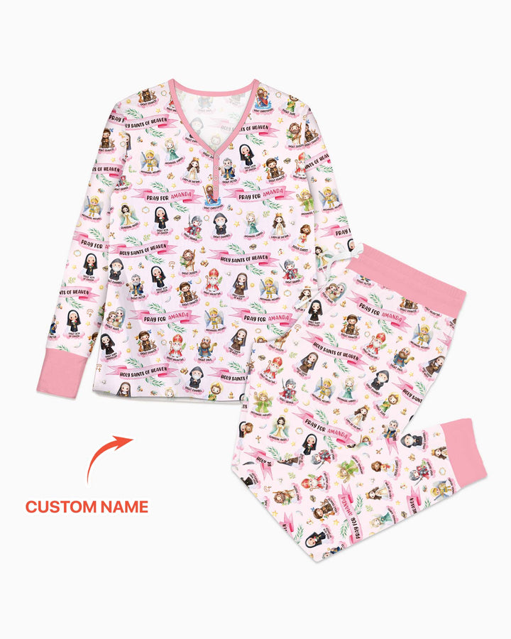 Holy Saints of Heaven Custom Name Bamboo Women Pajama Set