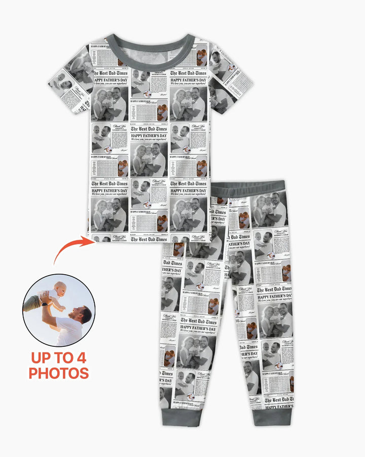 Custom Photo The Best Dad Times Bamboo Two Piece Short Sleeve Pajama Set
