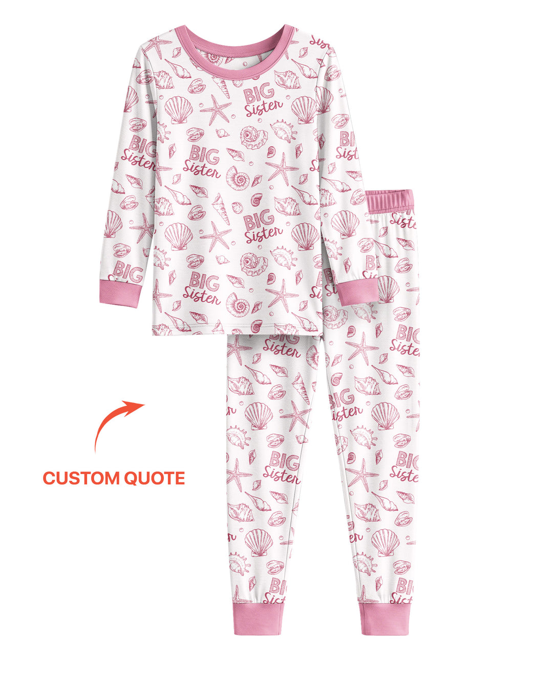 Coquette Seashell Matching Sibling Bamboo Two Piece Long Sleeve Pajama Set