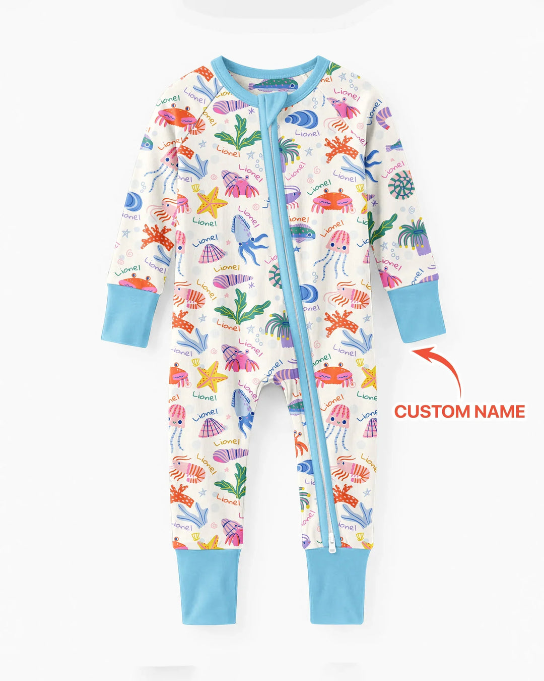 Tide Pool Pals Custom Name Bamboo Convertible Zippy