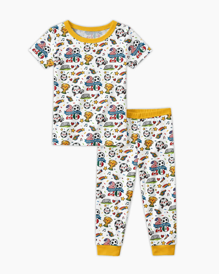 Soccer Fever 2026 Family Matching Bamboo Two Piece Short Sleeve Pajama Set