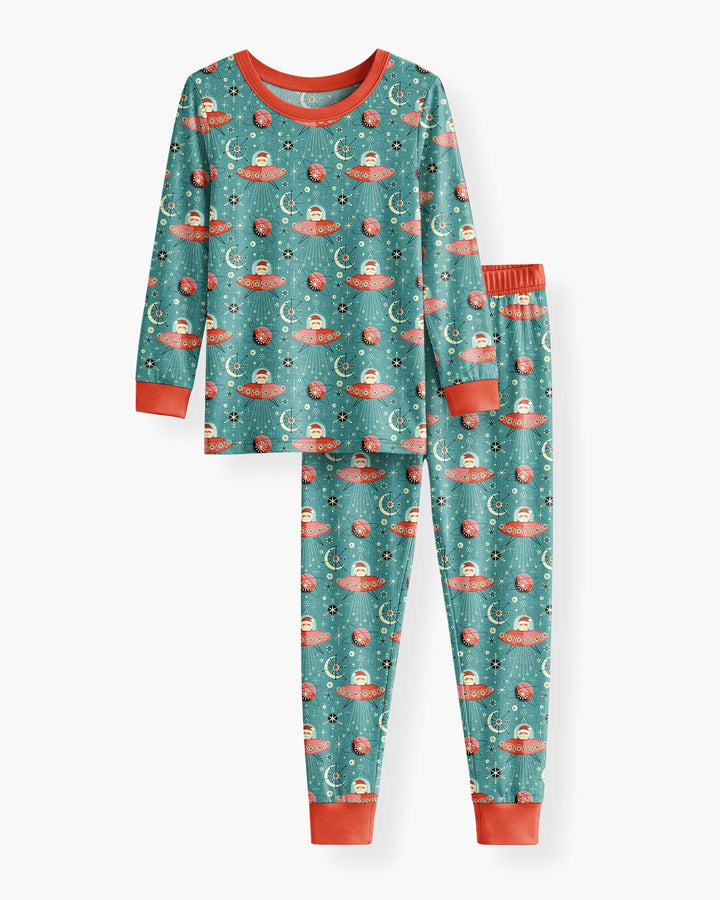 Atomic Santas in Space Bamboo Two Piece Long Sleeve Pajama Set