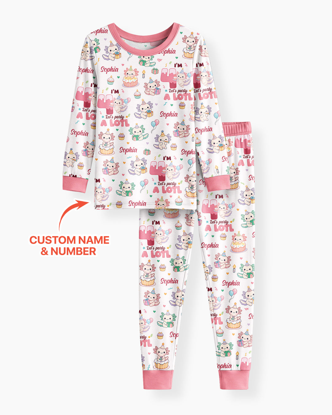 Personalized Birthday Lets Party A Lotl Bamboo Two Piece Long Sleeve Pajama Set