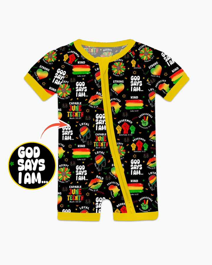 God Says I Am Juneteenth Blessings Bamboo Shorty Zippy