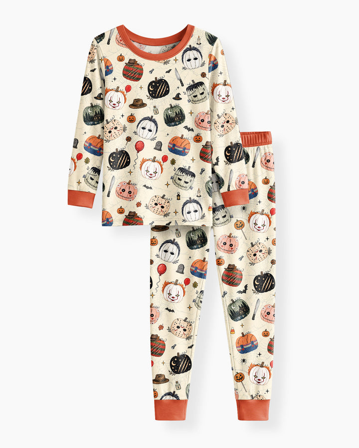 Horror Movie Pumpkins Bamboo Two Piece Long Sleeve Pajama Set
