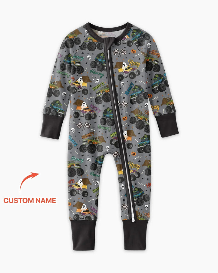 Custom Name Halloween Creepy Crusher Family Matching Bamboo Convertible Zippy