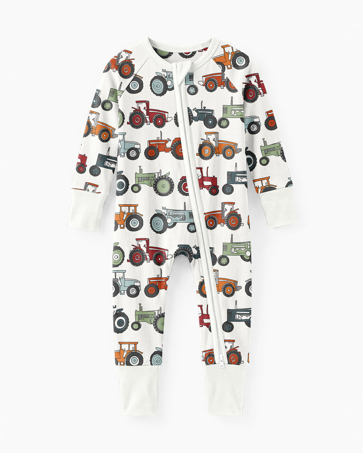 Tiny Tractors Bamboo Convertible Zippered Romper