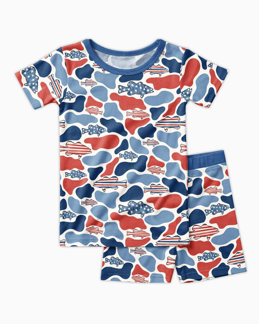 Reel America Daddy & Me Matching Bamboo Two Piece Short Sleeve Shorts Pajama Set