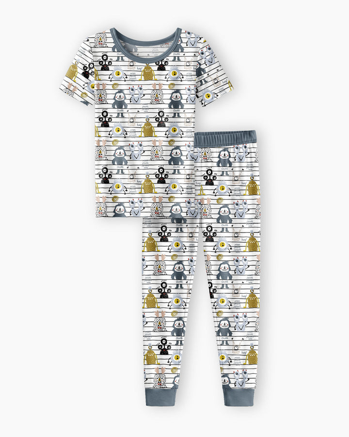 Playful Monster Friends Bamboo Two Piece Short Sleeve Pajama Set