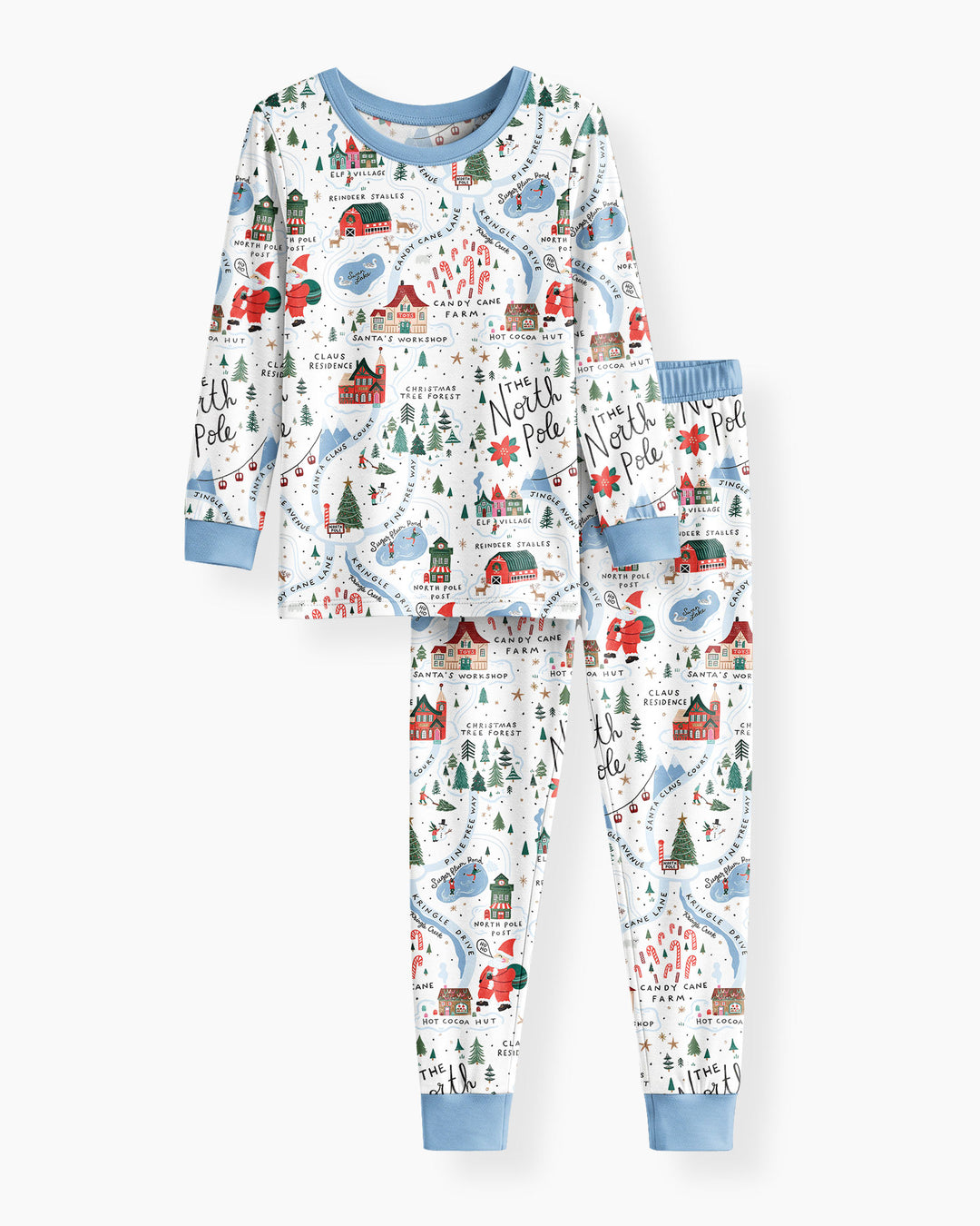 The North Pole Map Bamboo Two Piece Long Sleeve Pajama Set