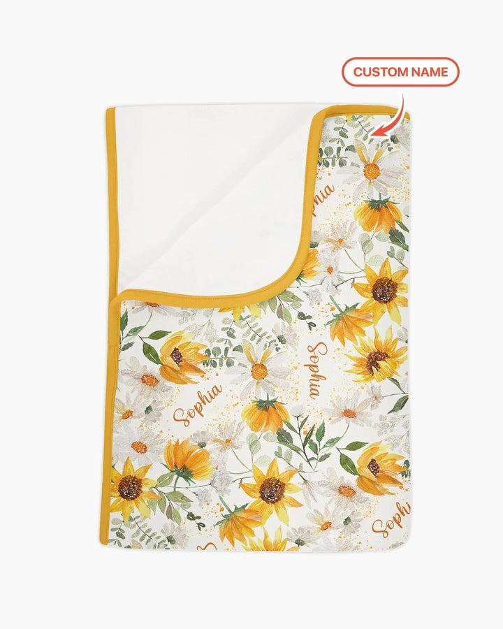 Custom Name Birth Month Flowers Bamboo Blanket