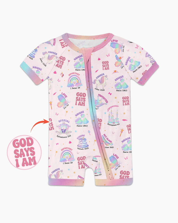 God Says I Am Girl Bamboo Shorty Zippy