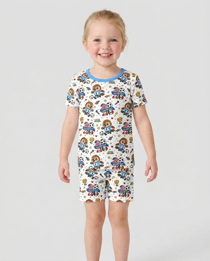 Conjunto de Pijama de Dos Piezas de Bambú con Mangas Cortas y Pantalones Cortos