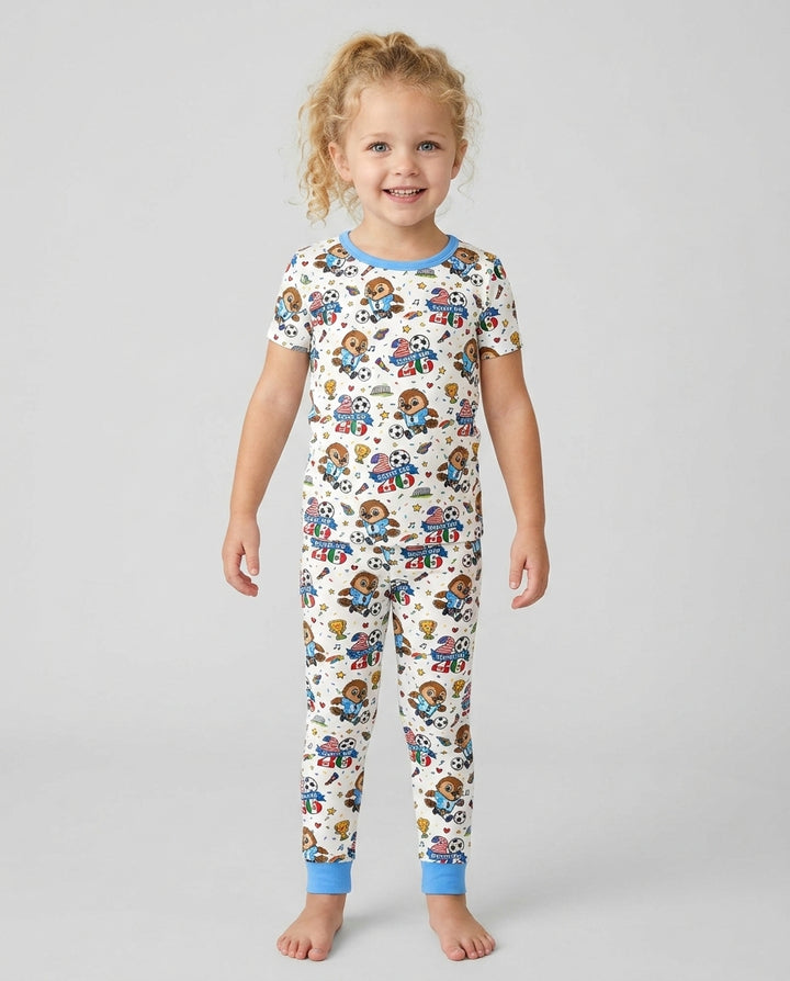 Conjunto de pijama de dos piezas de bambú de manga corta, plantilla personalizada