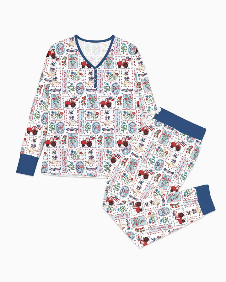 Pijama de mujer de bambú a juego para la familia de gansos tontos patrióticos de EE. UU.