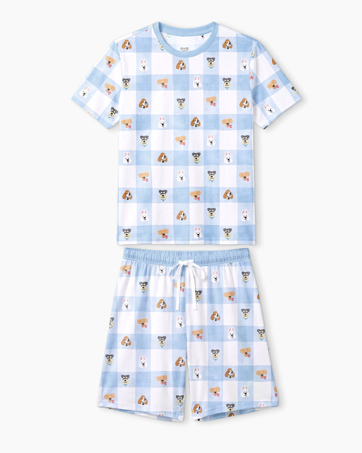 Plaid Pals Family Matching Bamboo Men Short Sleeve Short Pajama Set