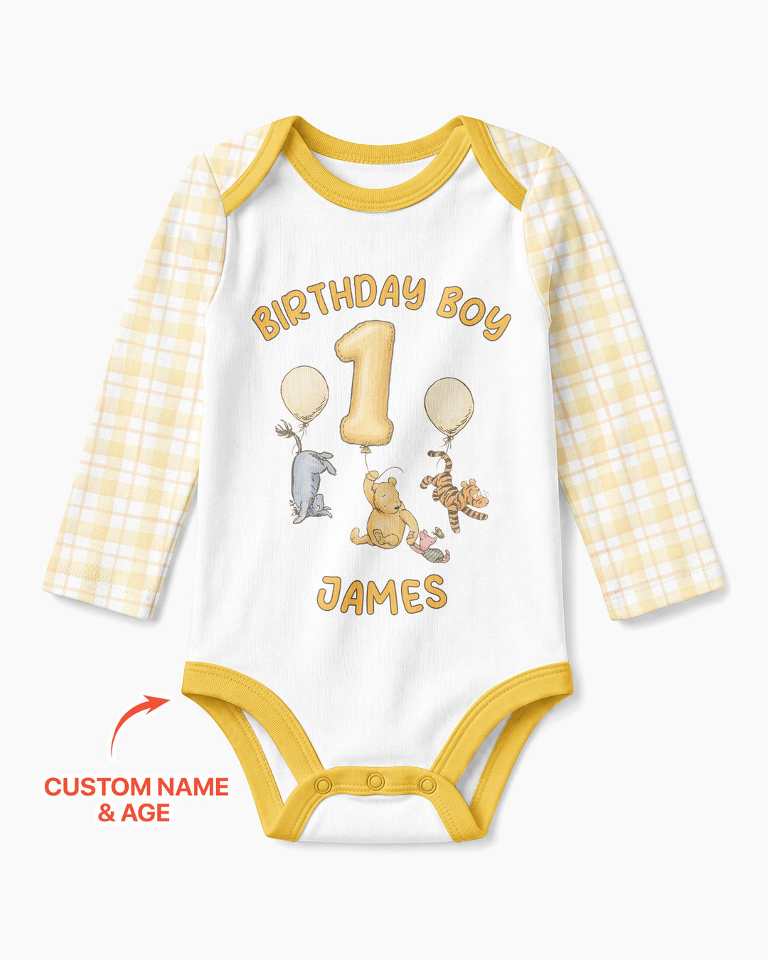 Little Bear Birthday Custom Name And Age Balloon Bamboo Bodysuit