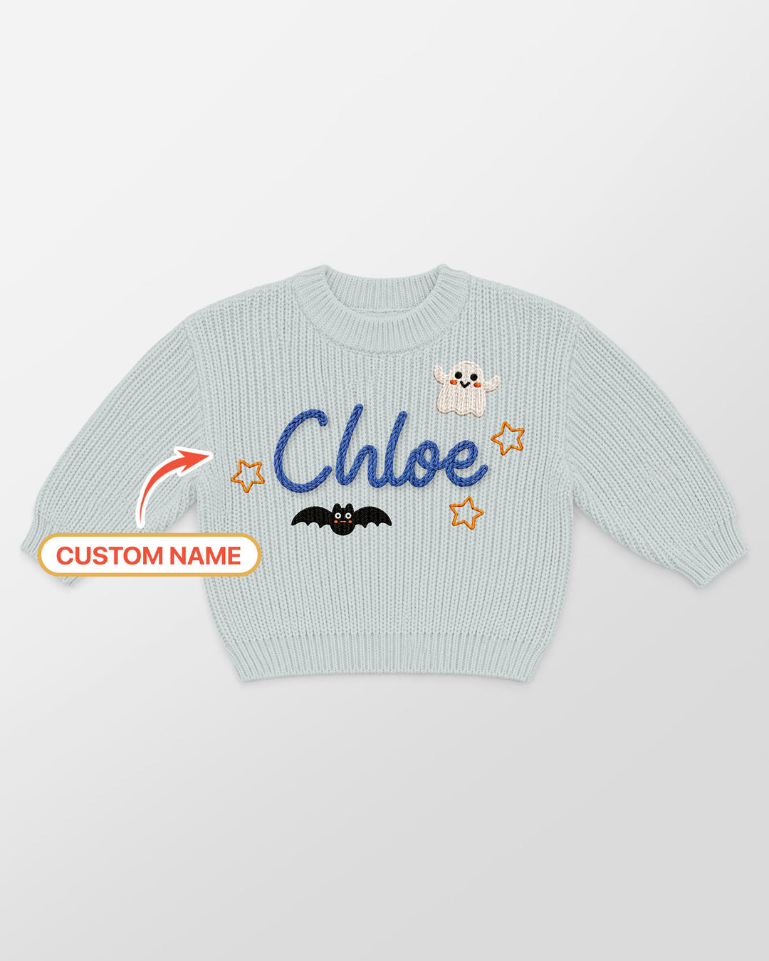 Happy Halloween Embroidered Baby Name Bamboo Knit Sweater Bubble