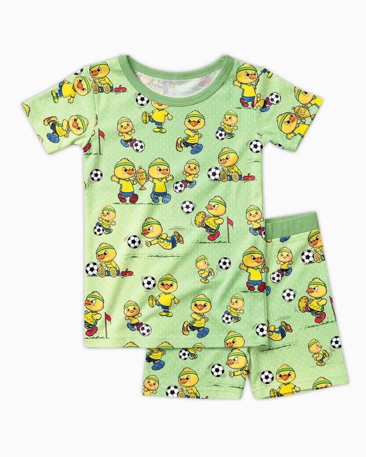 Brasil Soccer Fan Family Matching Bamboo Two Piece Short Sleeve Shorts Pajama Set