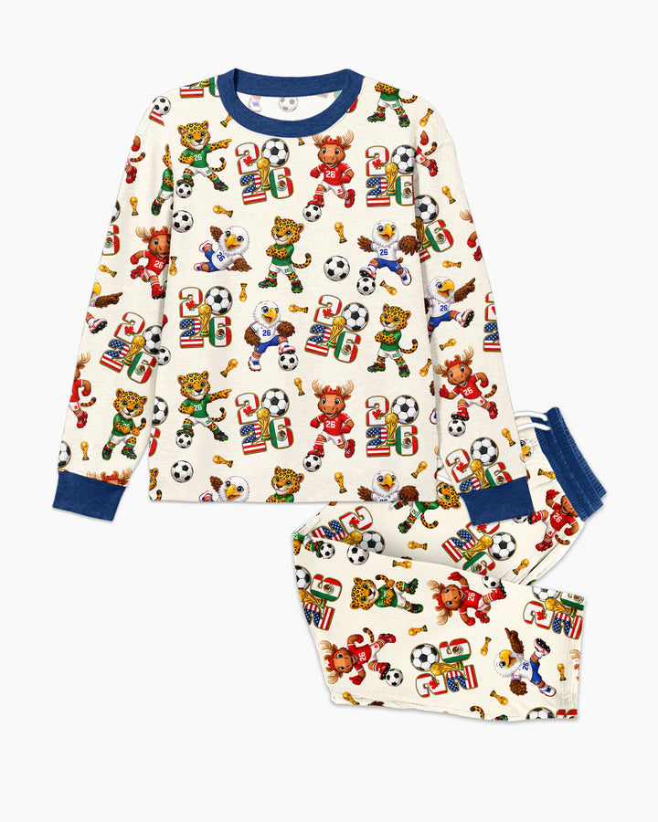 Cute Soccer Mascots USA CAN MEX Bamboo Men's Pajama Set