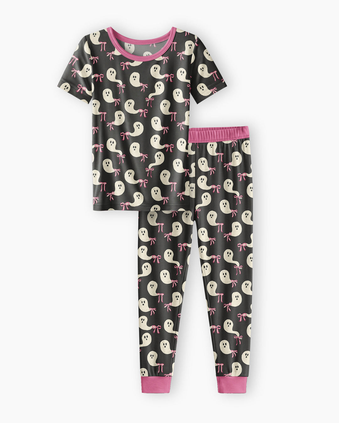 Little Ghosts Bamboo Two Piece Short Sleeve Pajama Set For Haloween
