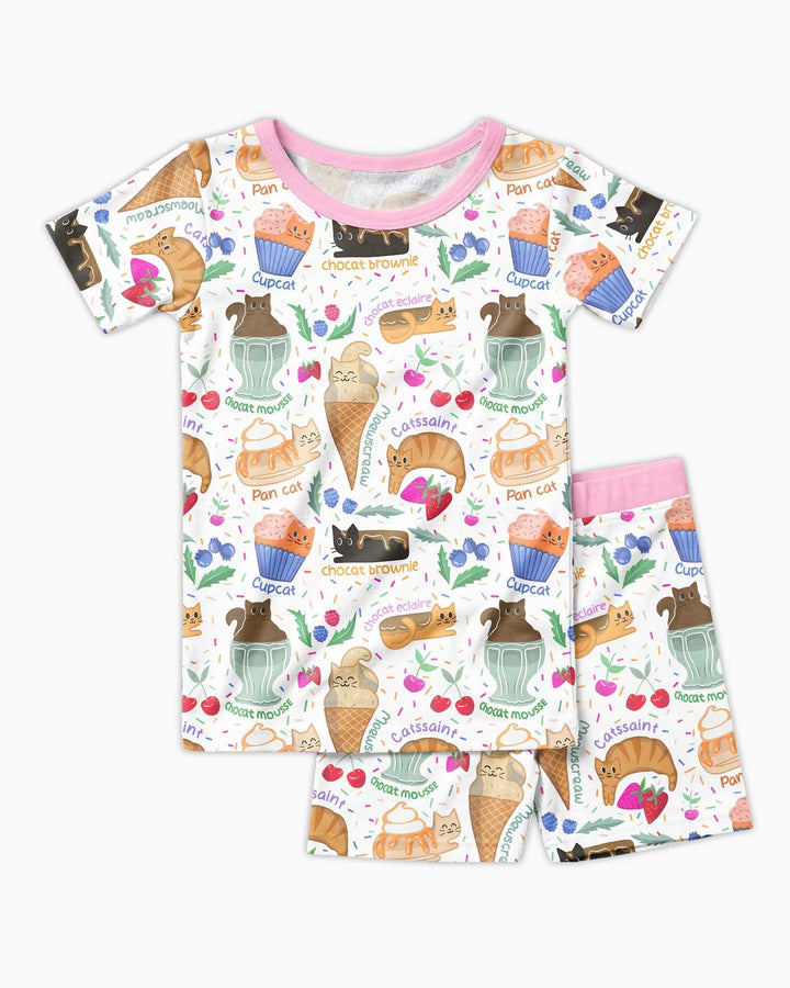 Purrfect Treats Bamboo Two Piece Short Sleeve Shorts Pajama Set