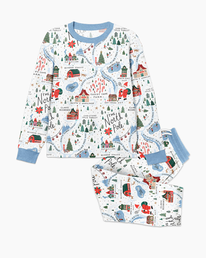 The North Pole Map Bamboo Men's Pajama Set
