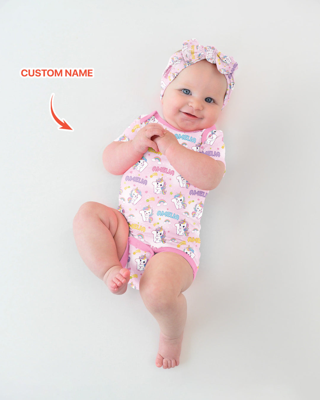 Custom Name Kawaii Unicorn Birthday Bamboo Bodysuit