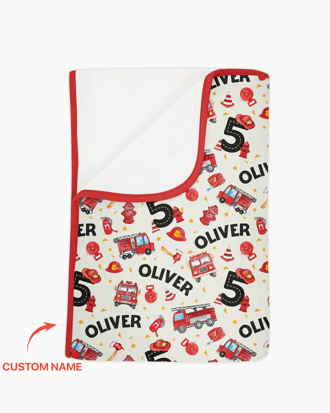 Custom Name Fire Truck Birthday Boy Bamboo Blanket