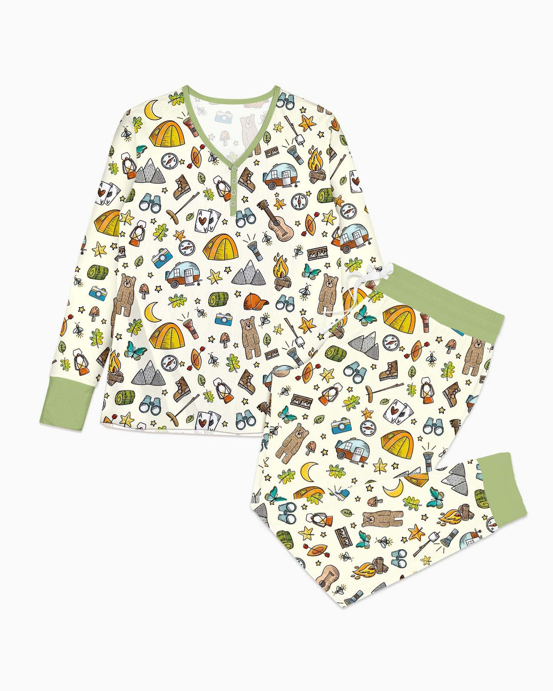 Pijama de bambú a juego para mujer de la familia Love Camping