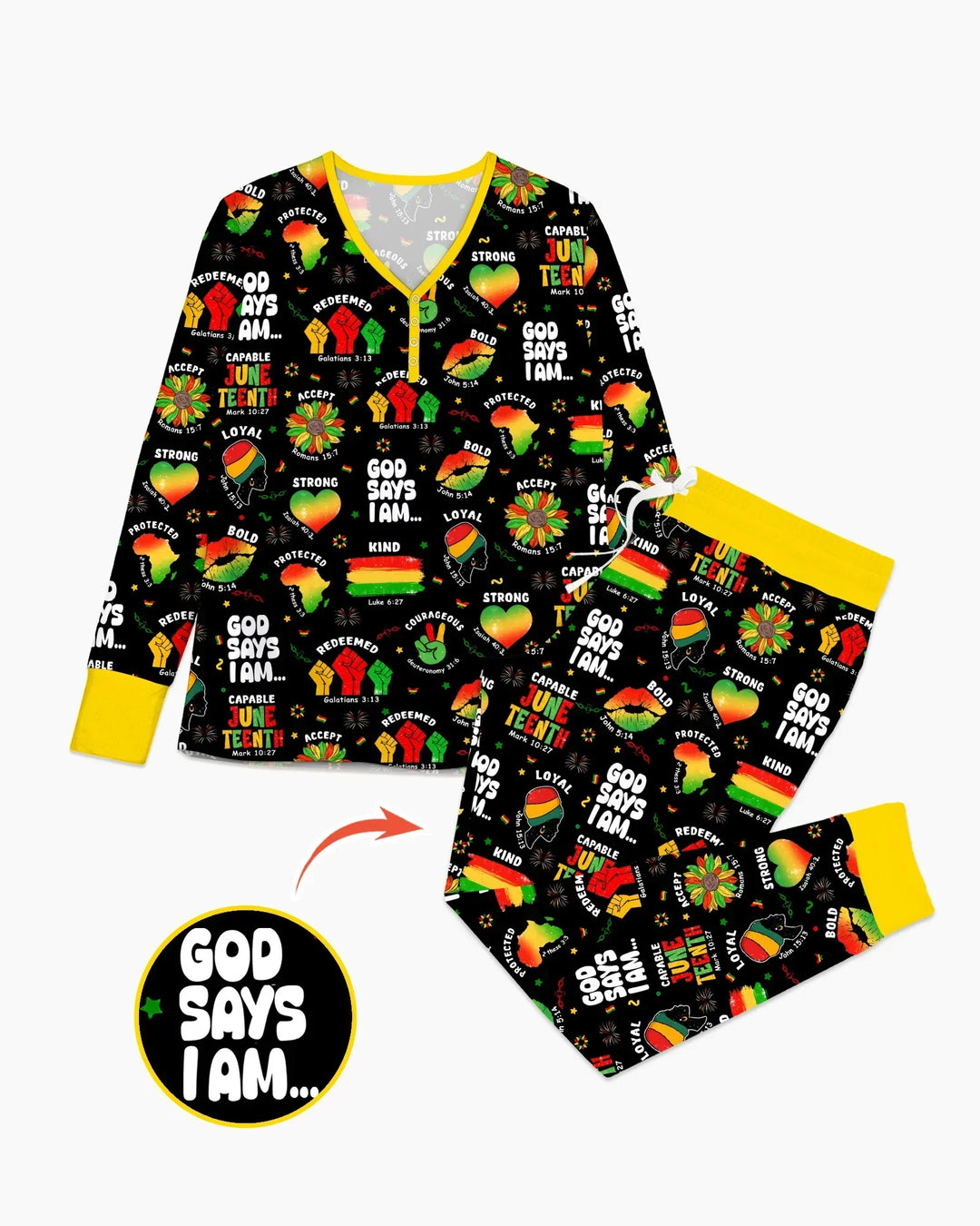 God Says I Am Juneteenth Blessings Bamboo Women Pajama Set