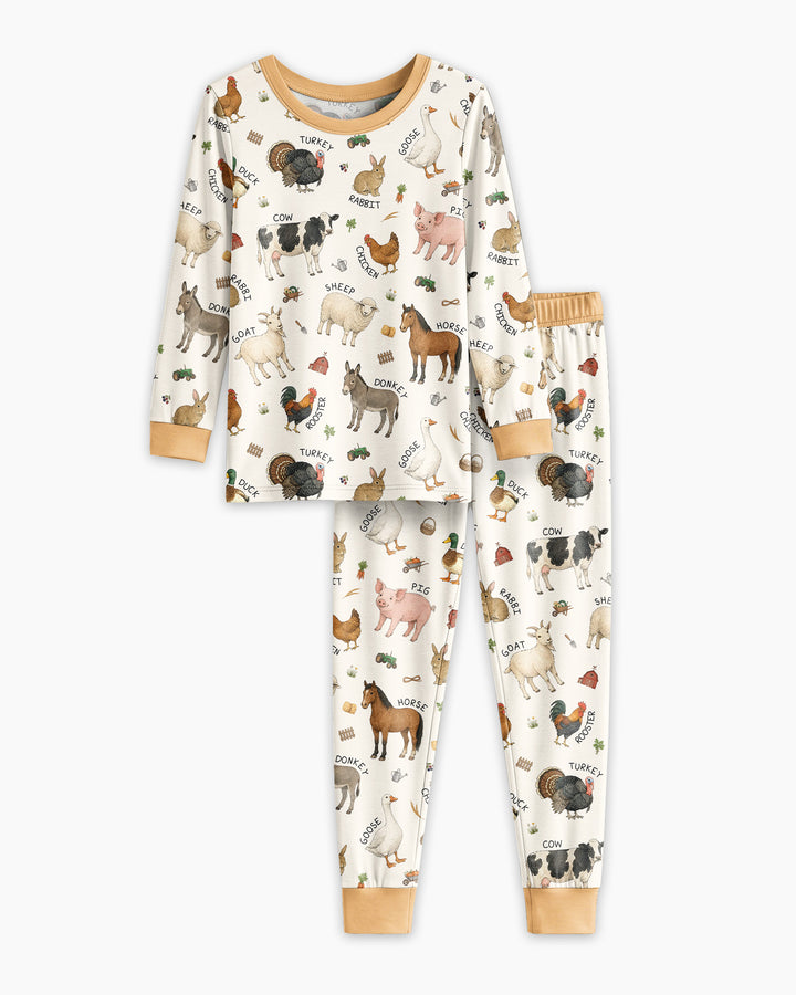 Barnyard Animals Bamboo Two Piece Long Sleeve Pajama Set