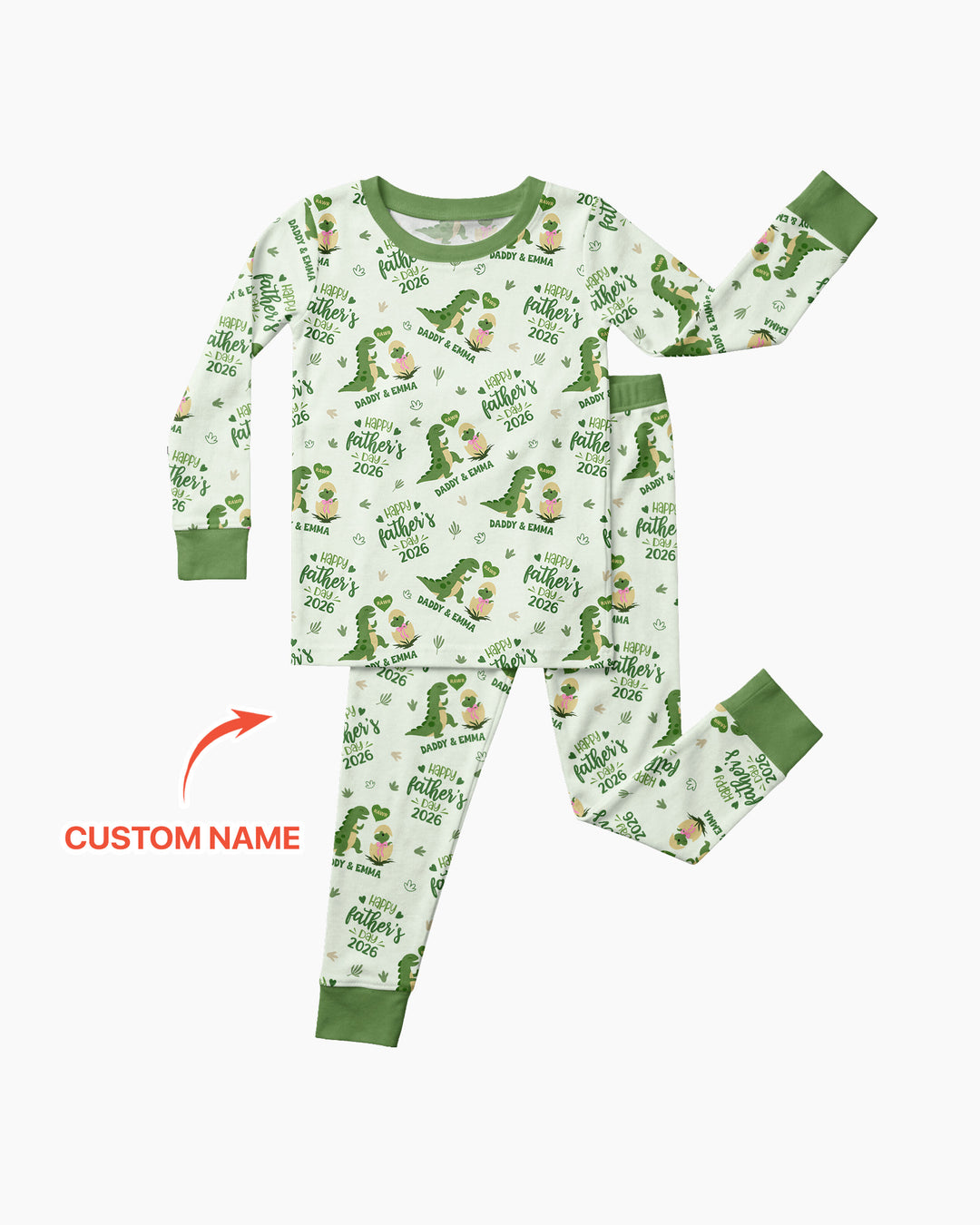 Custom Name Fathers Day 2026 Bamboo Two Piece Long Sleeve Pajama Set
