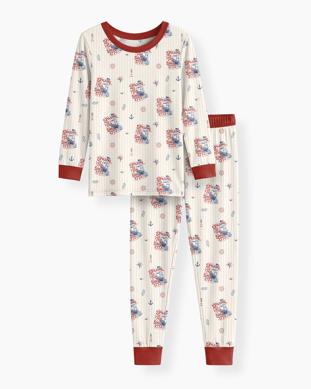 Spilling The Tea Since 1773 Family Matching Bamboo Two Piece Long Sleeve Pajama Set