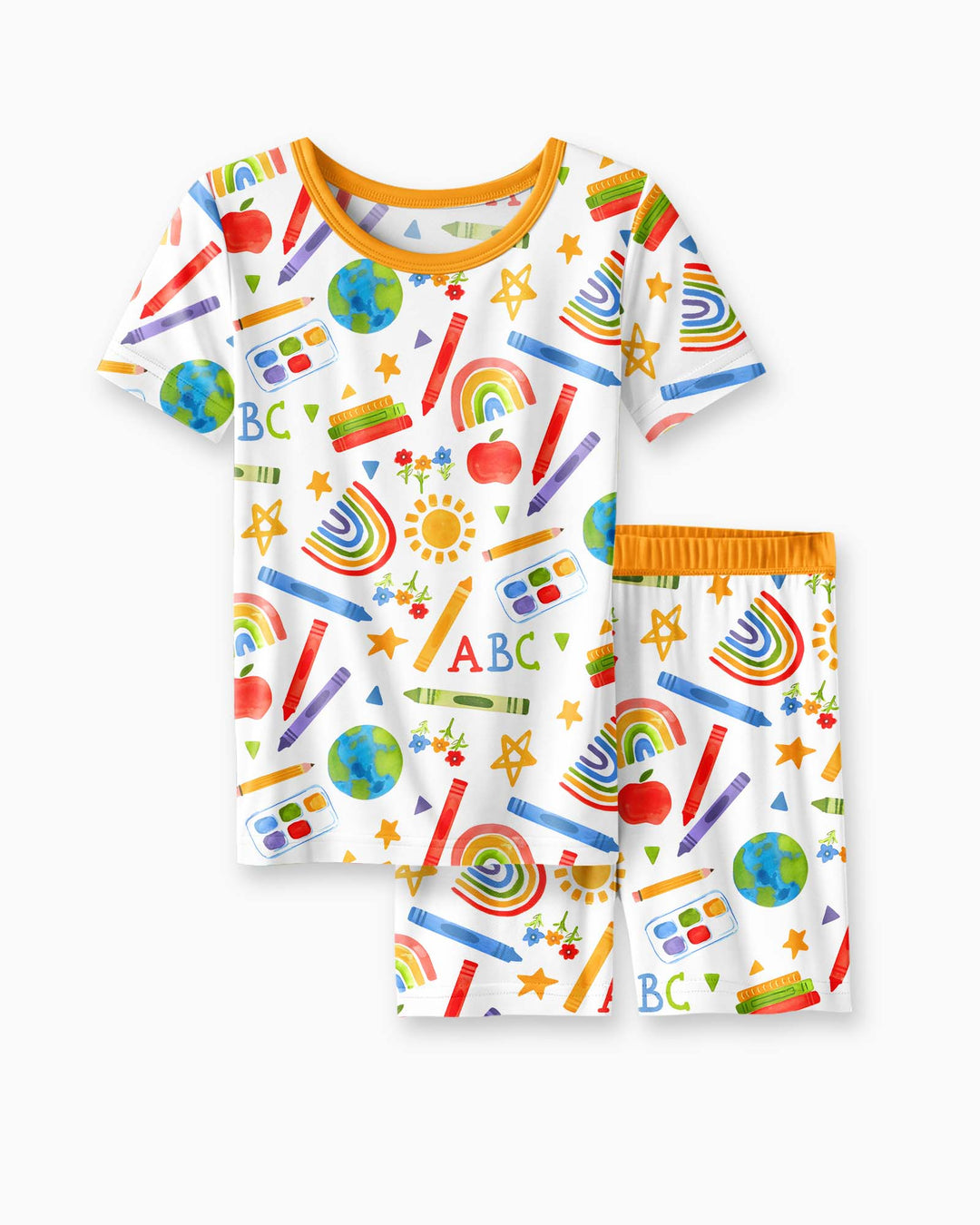 School Scribbles Bamboo Two Piece Short Sleeve Shorts Pajama Set