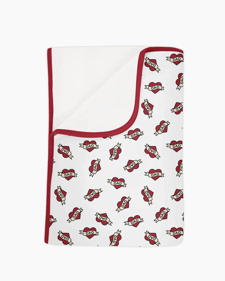 Old School Dad Hearts Daddy & Me Matching Bamboo Blanket