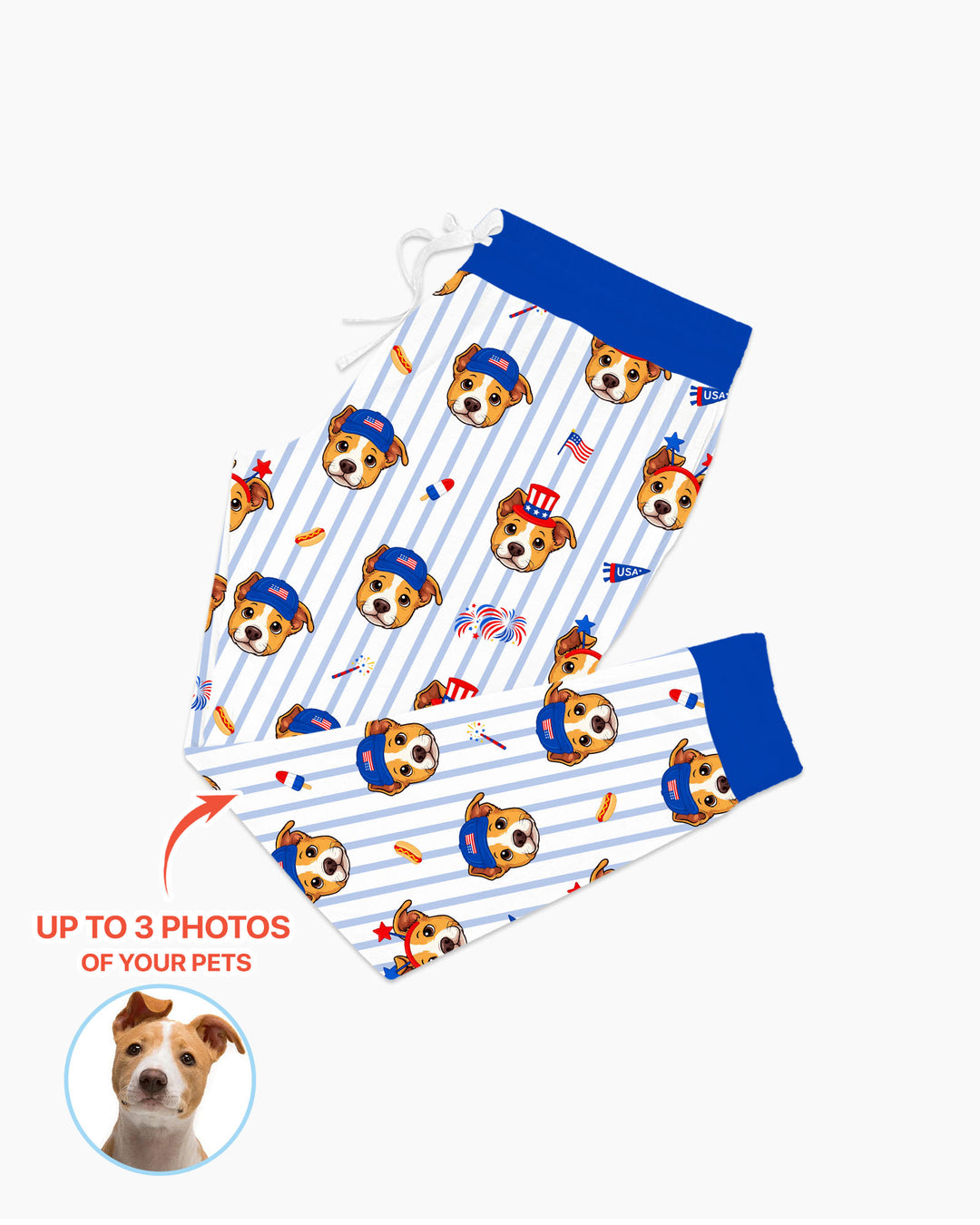 Custom Pet Image 4th of July Family Matching Bamboo Women Pajama Set