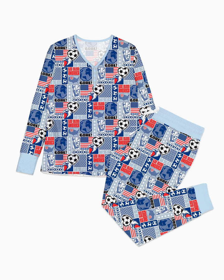 World Soccer God Bless America Bamboo Women Pajama Set