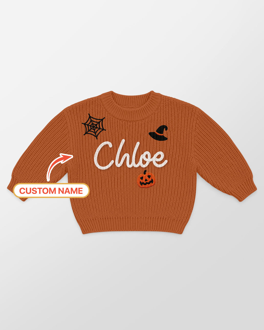 Happy Halloween Embroidered Baby Name Bamboo Knit Sweater Bubble