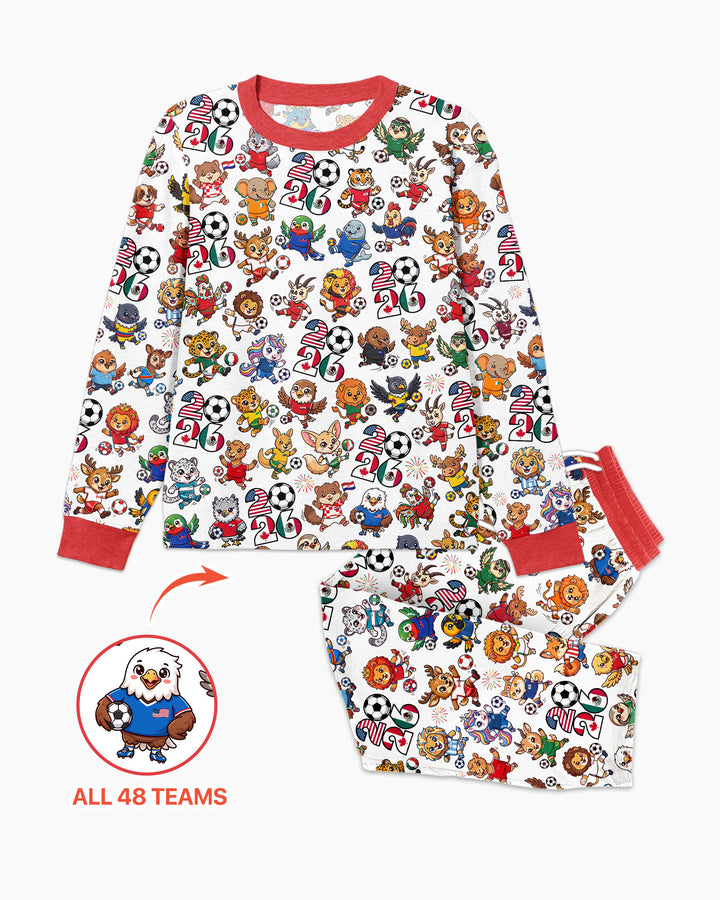 Kawaii Animals Soccer Tour 2026 Family Matching Bamboo Men's Pajama Set