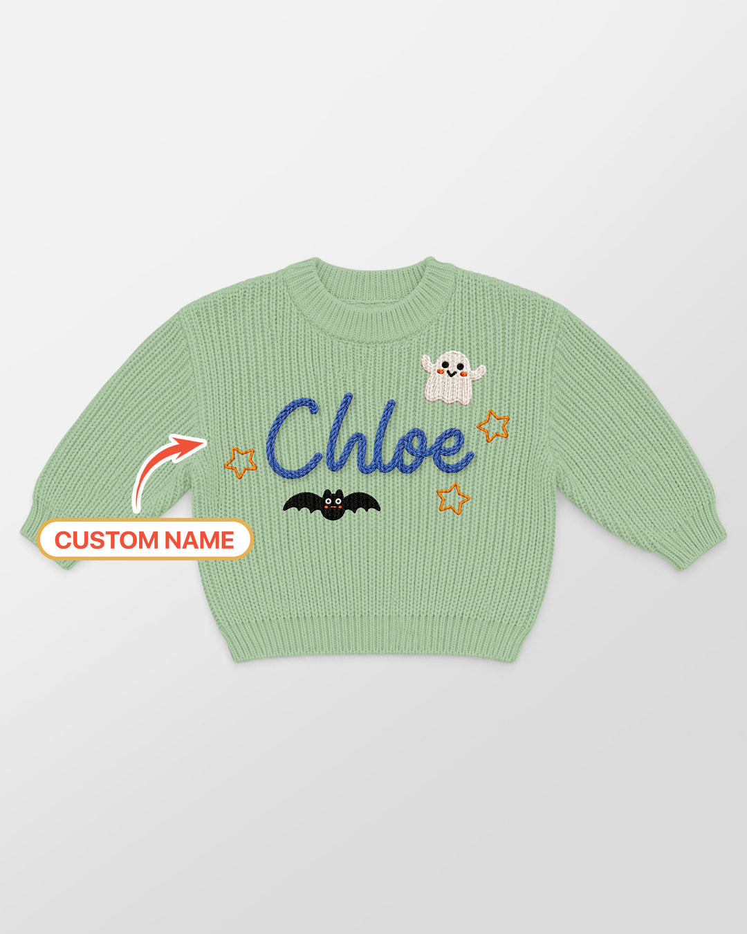 Happy Halloween Embroidered Baby Name Bamboo Knit Sweater Bubble
