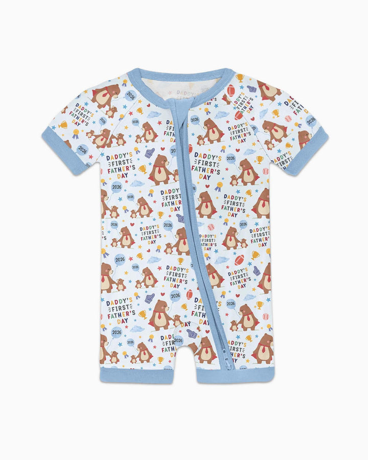 First Father's Day Daddy Bear Family Matching Bamboo Shorty Zippy