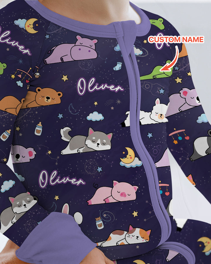 Custom Name Sleeping Cutie Bamboo Convertible Zippy