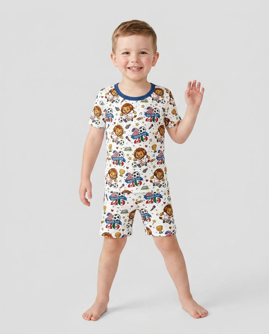 Conjunto de Pijama de Dos Piezas de Bambú con Mangas Cortas y Pantalones Cortos