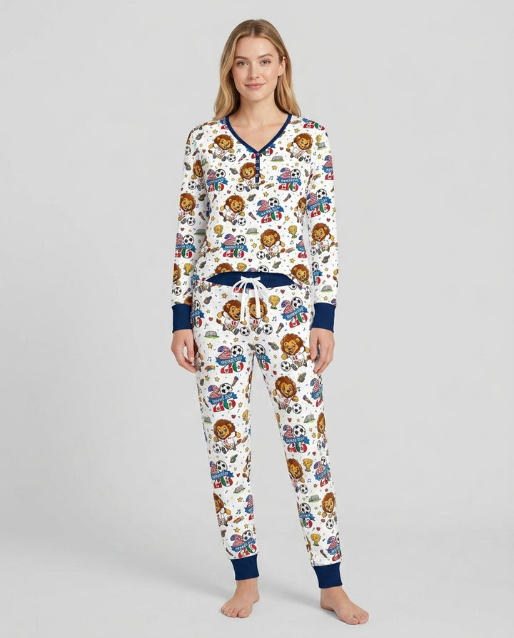 Plantilla de conjunto de pijama de mujer de bambú