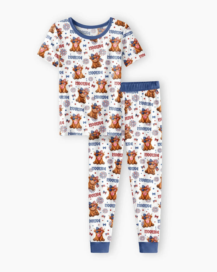 Conjunto de pijama de dos piezas de manga corta de bambú