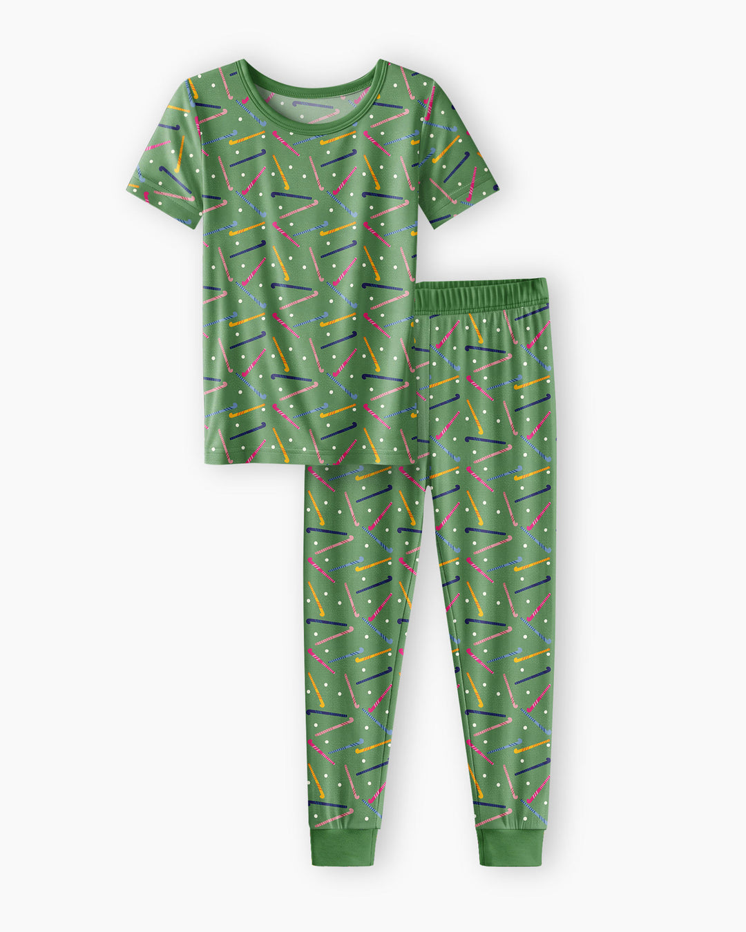 Field Hockey Fun Bamboo Two Piece Short Sleeve Pajama Set