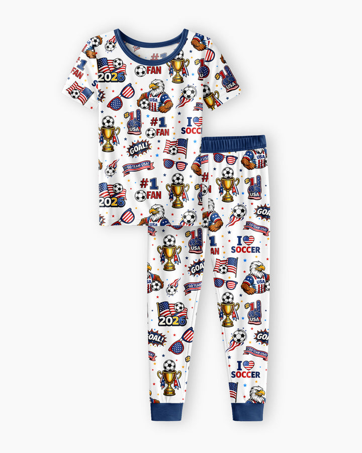 Conjunto de pijama de dos piezas de manga corta de bambú