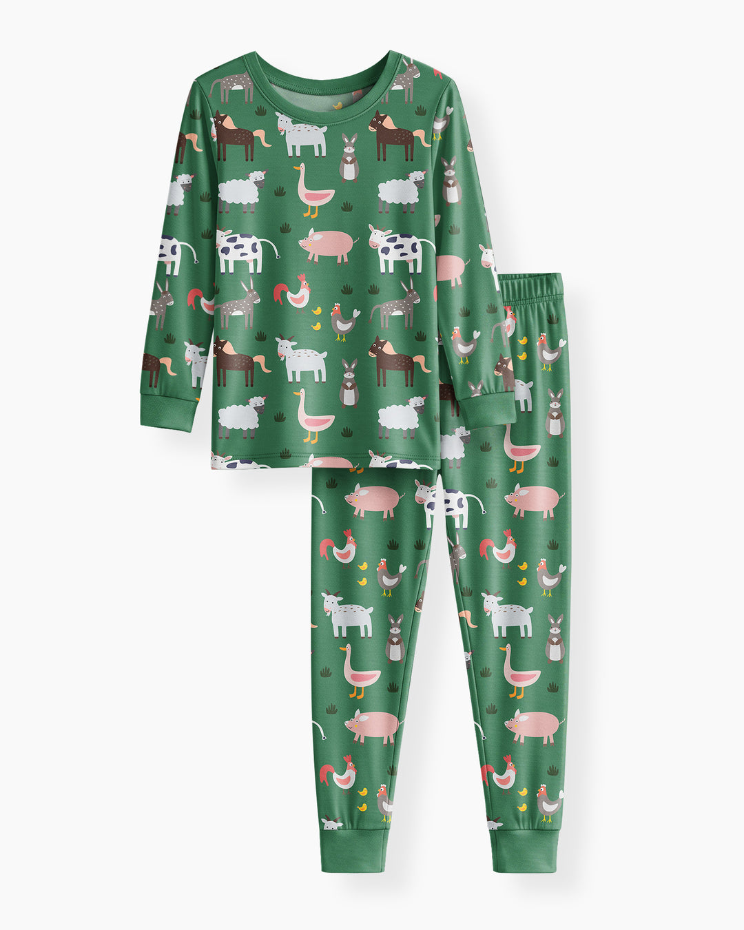 Green Farm Animals Bamboo Two Piece Pajama Set